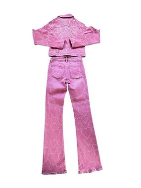 Fashion NovaPink Heart-Print Two-Piece Set size XS